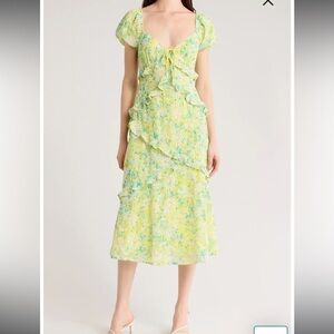 Lost + Wander Sunbloom Puff Sleeve Ruffle Dress